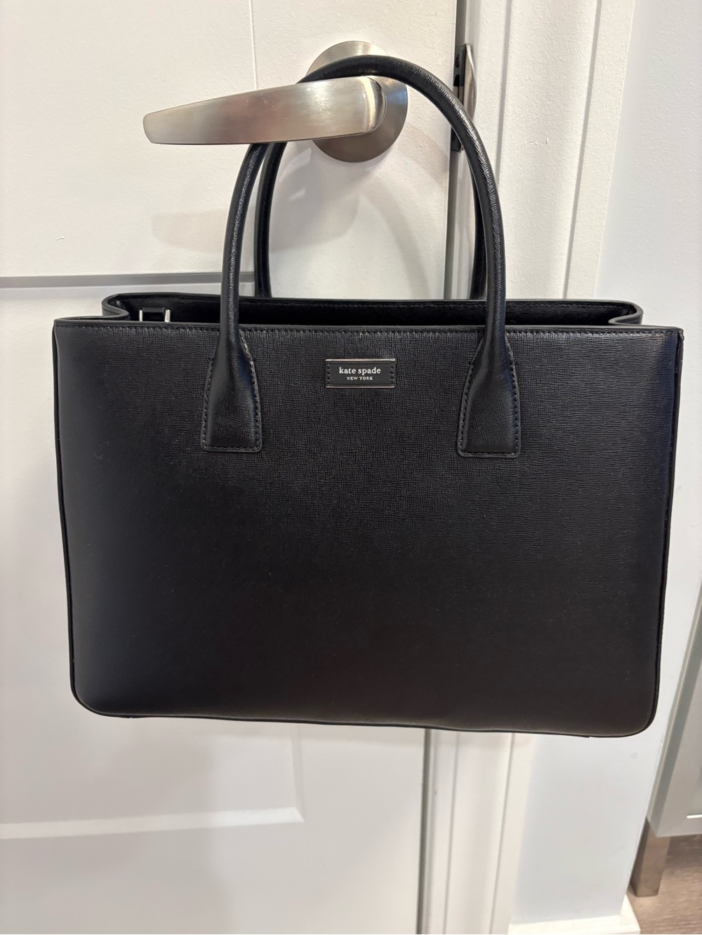 kate spade Black Saffiano Leather Top-Handle Tote